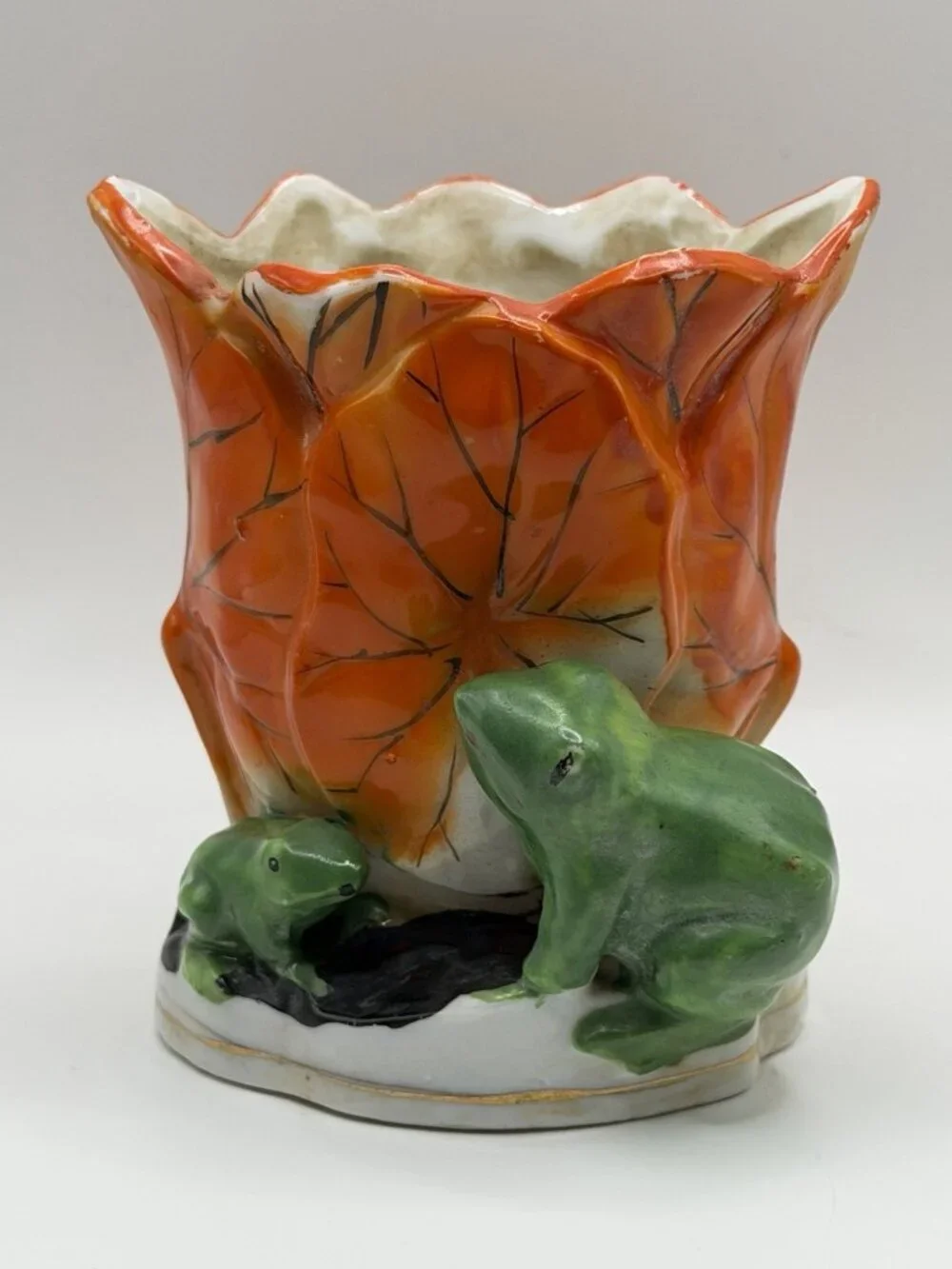 Vintage Hand Painted 1940s/50s Japan Frog Flower Vase/Planter‎ 4”